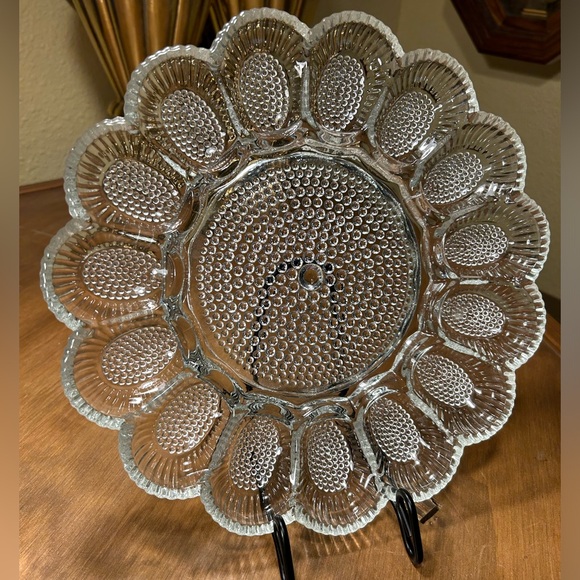 Indiana Glass Hobnail 15 Deviled Egg Plate & Relish Tray Dish Vintage - Picture 3 of 6